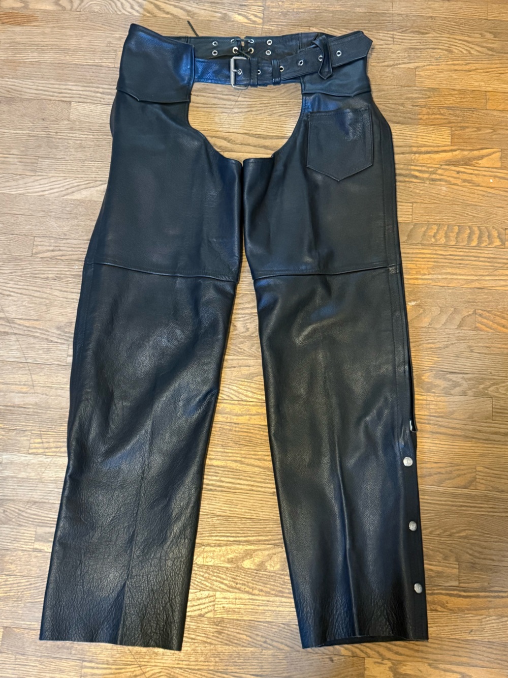 Interstate Leather Black Motorcycle Chaps